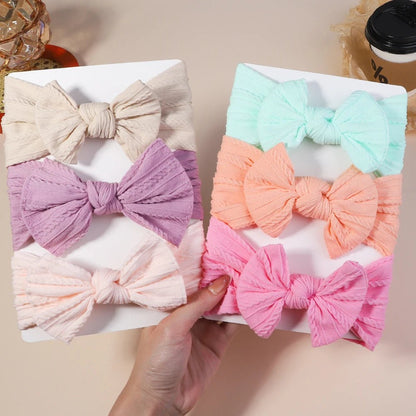 3Pc Cable Knit Baby Headbands - Elastic Turban Hair Bands