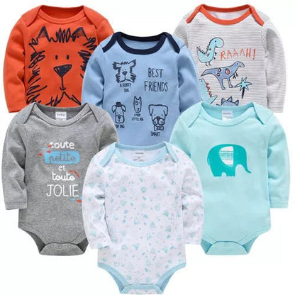 Kavkas 6PC Long Sleeve Bodysuits - 100% Cotton, 0-12M
