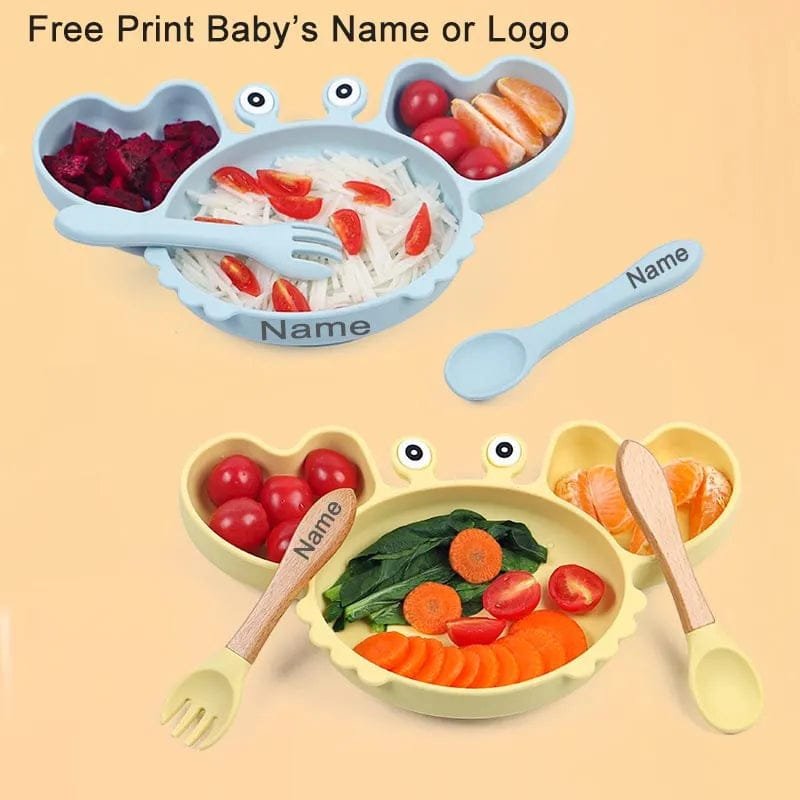 Personalized Baby Crab Plate Set with Suction Bowl