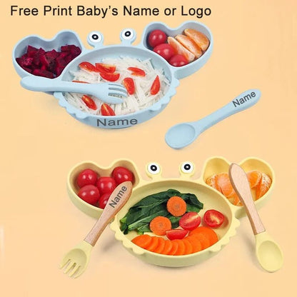 Personalized Baby Crab Plate Set with Suction Bowl