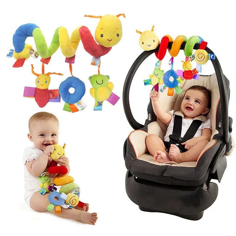 Baby Crib & Car Seat Spiral Rattle Toys - Soft Mobiles for Newborn Gift