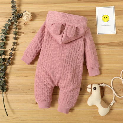 Cozy Hooded Ears Baby Romper - Autumn/Winter, Long Sleeve