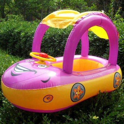 Baby Pool Float with Canopy Summer Steering Wheel