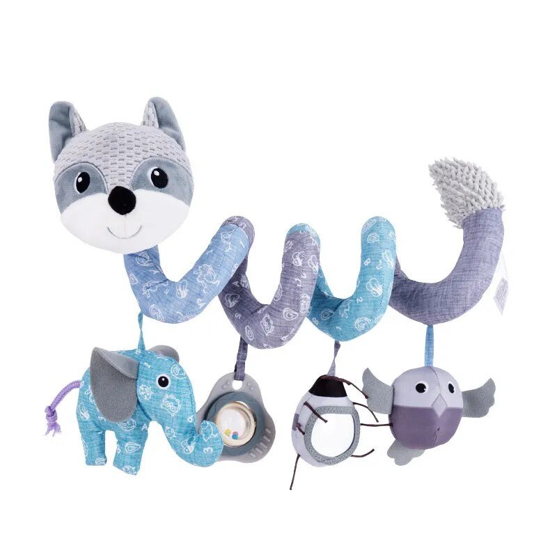 Infant Fox Spiral Car Seat Toy - Plush Stroller Mobile with Music