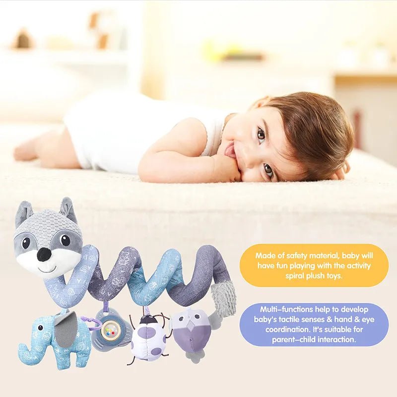 Infant Fox Spiral Car Seat Toy - Plush Stroller Mobile with Music