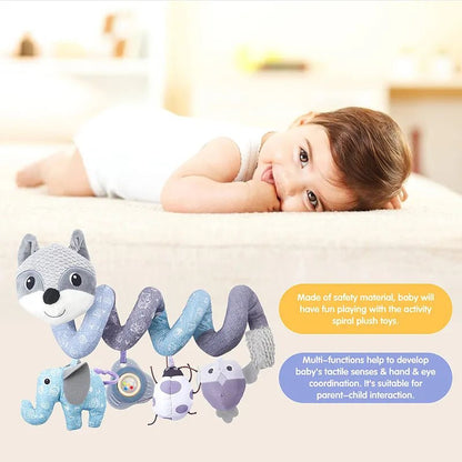 Infant Fox Spiral Car Seat Toy - Plush Stroller Mobile with Music