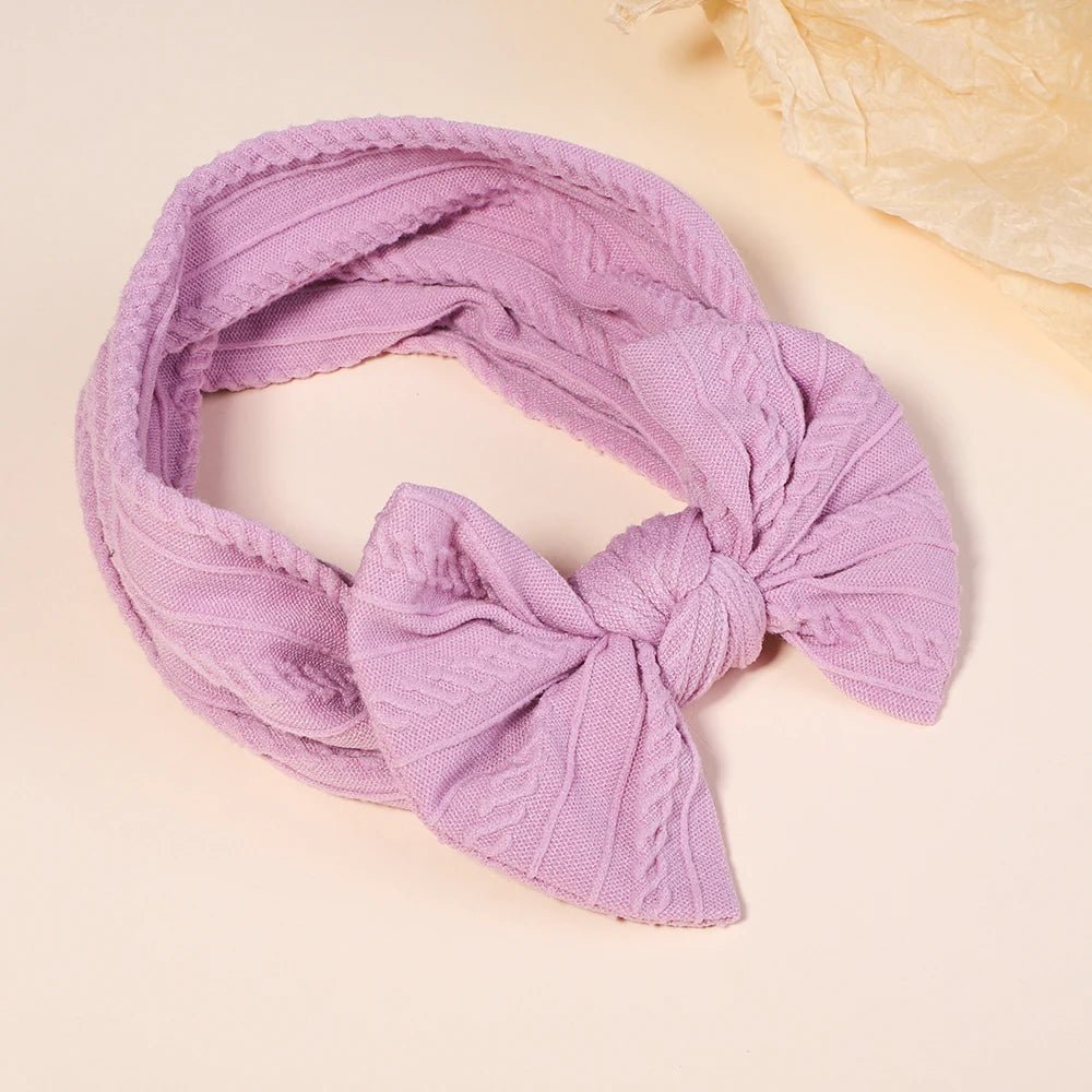 3Pc Cable Knit Baby Headbands - Elastic Turban Hair Bands