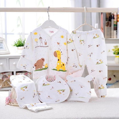 5PCS baby girl 0-3M Spring summer print cartoon newborn clothing gift set
