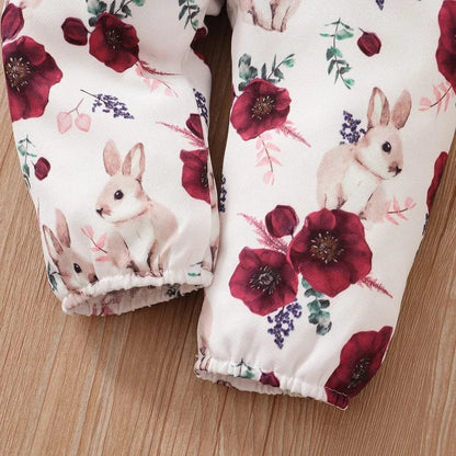 0-18M Red Long-Sleeve Bodysuit & Flower Pants Set - New Year
