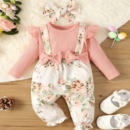 0-2Y Baby Girl Pink Shirt & Floral One-Piece Trousers