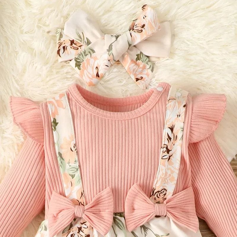 0-2Y Baby Girl Pink Shirt & Floral One-Piece Trousers