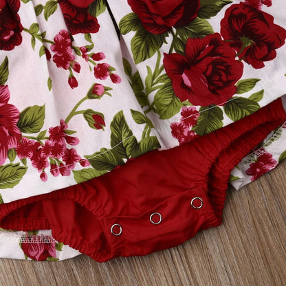 0-24M Princess Romper: Floral & Lace with Headband for Summer