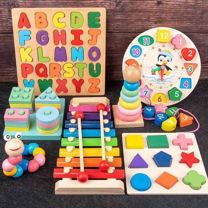 Montessori Wooden Puzzle Games for Babies 1-3 Years