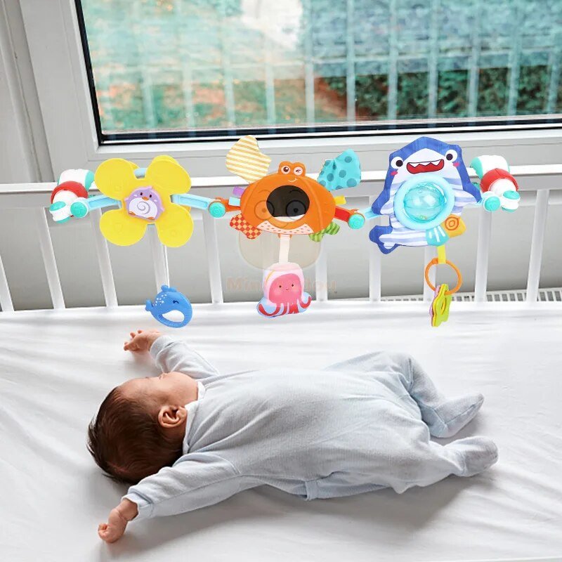 Musical Rattle Stroller Arch - Adjustable Crib Mobile for Newborns