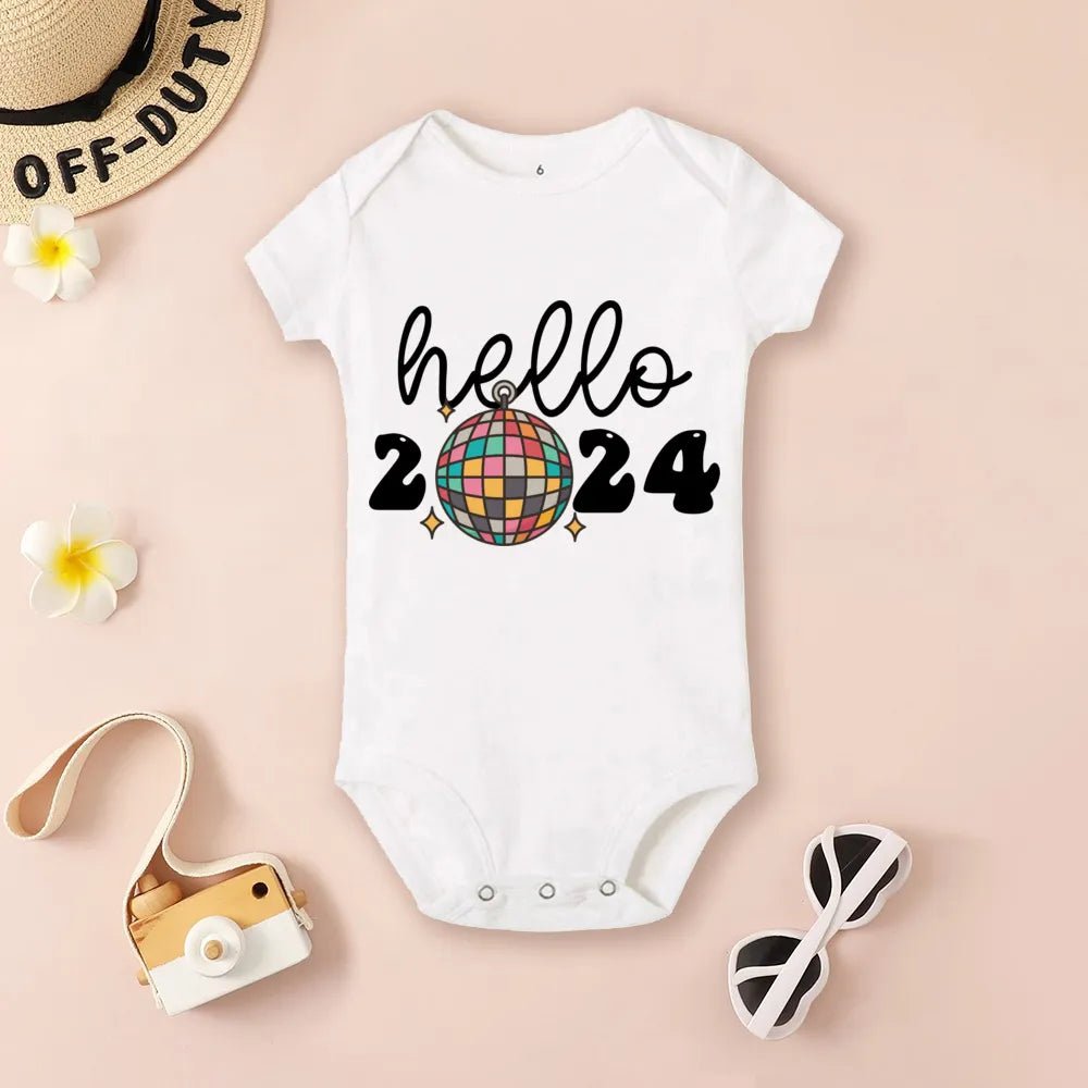 Hello 2024 Baby Bodysuit: Short Sleeve Romper Shower Gift