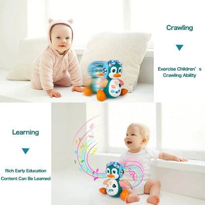 Musical Penguin Baby Crawling Toy - Light-Up, Interactive for Toddlers