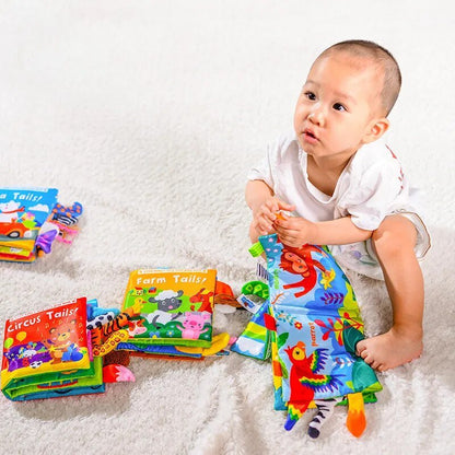 Cartoon Animal Tail Cloth Book: Educational Toy for Babies 0-12 Months