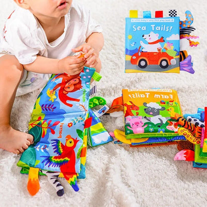 Cartoon Animal Tail Cloth Book: Educational Toy for Babies 0-12 Months