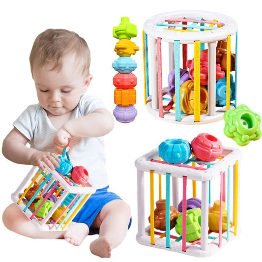 Colorful Montessori Shape Sorting Blocks - Educational Toy for Babies 0-12M