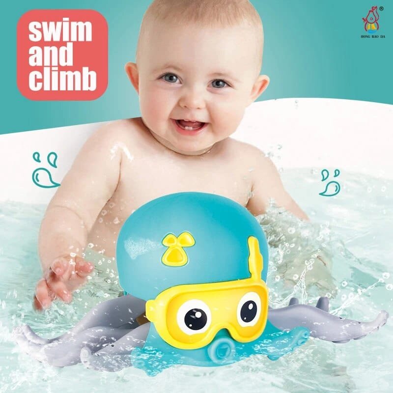 Octopus & Baby Shark Bath Toys with Zipper Play Feature