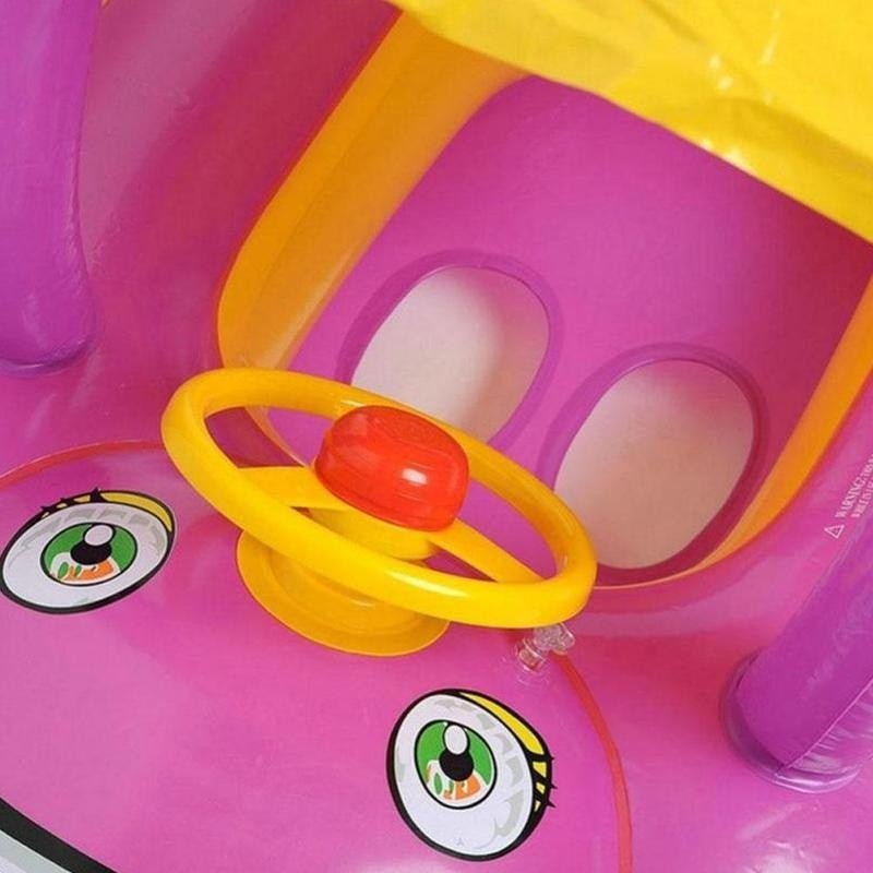 Baby Pool Float with Canopy Summer Steering Wheel