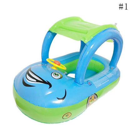 Baby Pool Float with Canopy Summer Steering Wheel