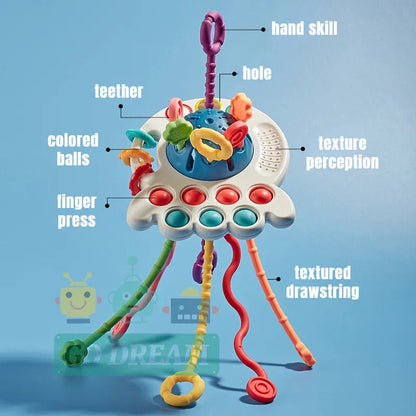 Montessori Pull String Sensory Toy - BPA Free for Ages 1-3
