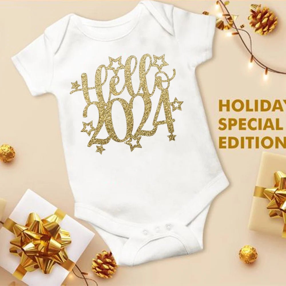 Hello 2024 Baby Bodysuit: Short Sleeve Romper Shower Gift
