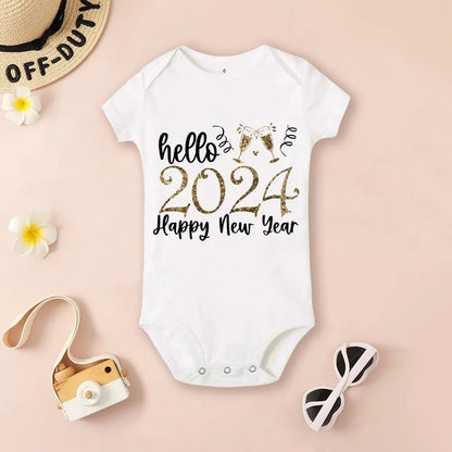 Hello 2024 Baby Bodysuit: Short Sleeve Romper Shower Gift