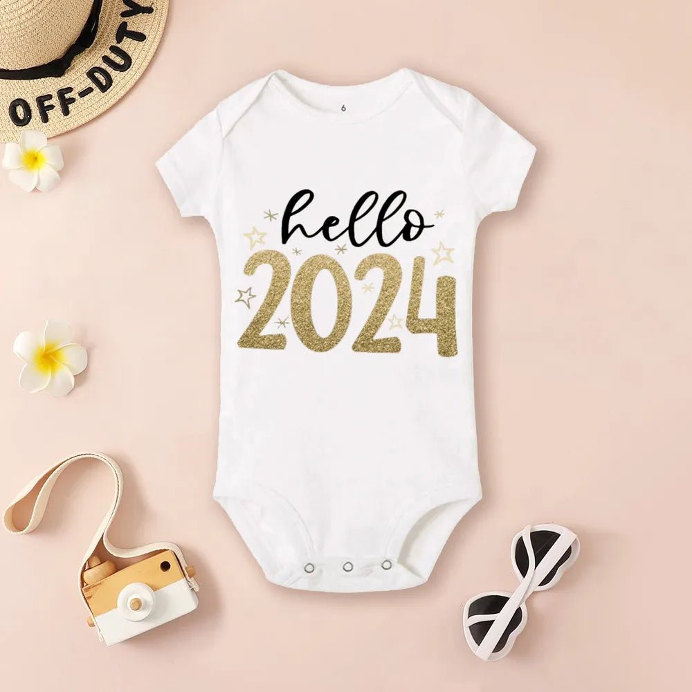 Hello 2024 Baby Bodysuit: Short Sleeve Romper Shower Gift