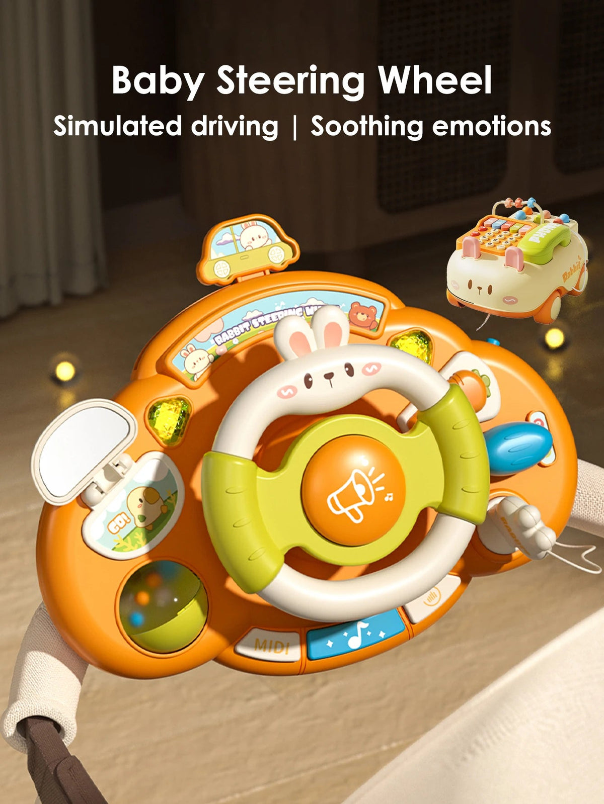 Baby Steering Wheel Toy with Lights & Music