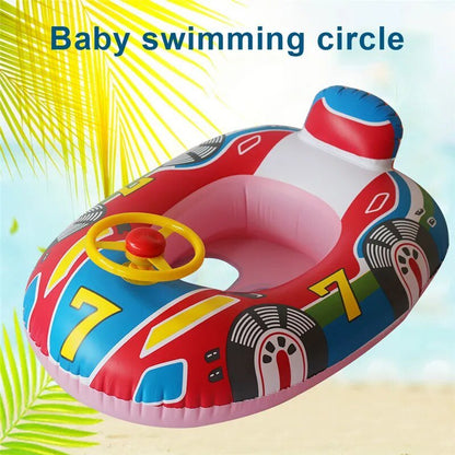 Inflatable Baby Swim Ring with Sun Shade: Toddler Pool Toy for Outdoor Fun