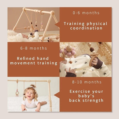 1 Set Wooden Baby Gym & Activity Fitness Stand with Rattle