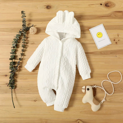 Cozy Hooded Ears Baby Romper - Autumn/Winter, Long Sleeve