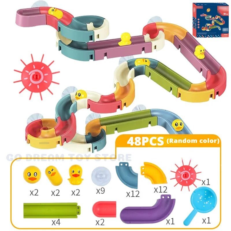 DIY Bath Slide Tracks & Ducks - Rainbow Shower Water Toy for Kids