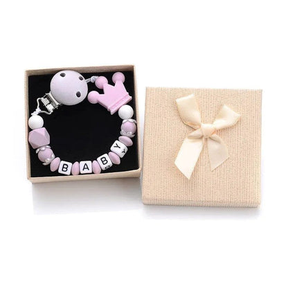 Personalized Baby Pacifier Clips with Name - Silicone Beaded Chain