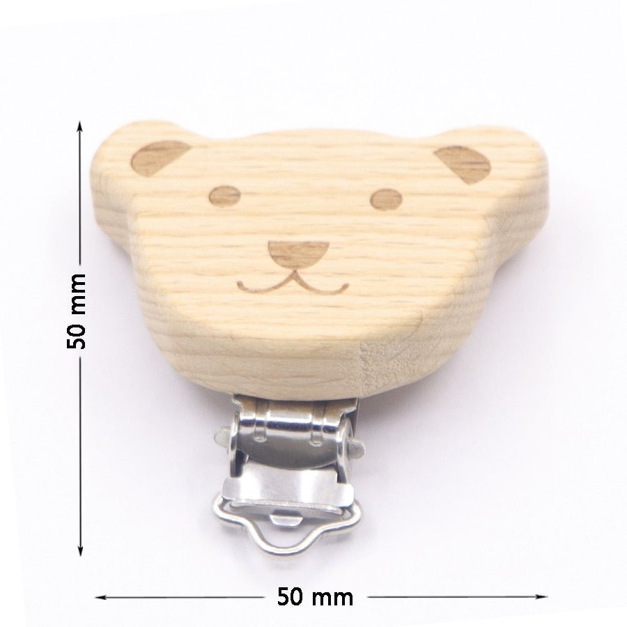 5PC Wooden Animal Pacifier Clips & Teethers Set