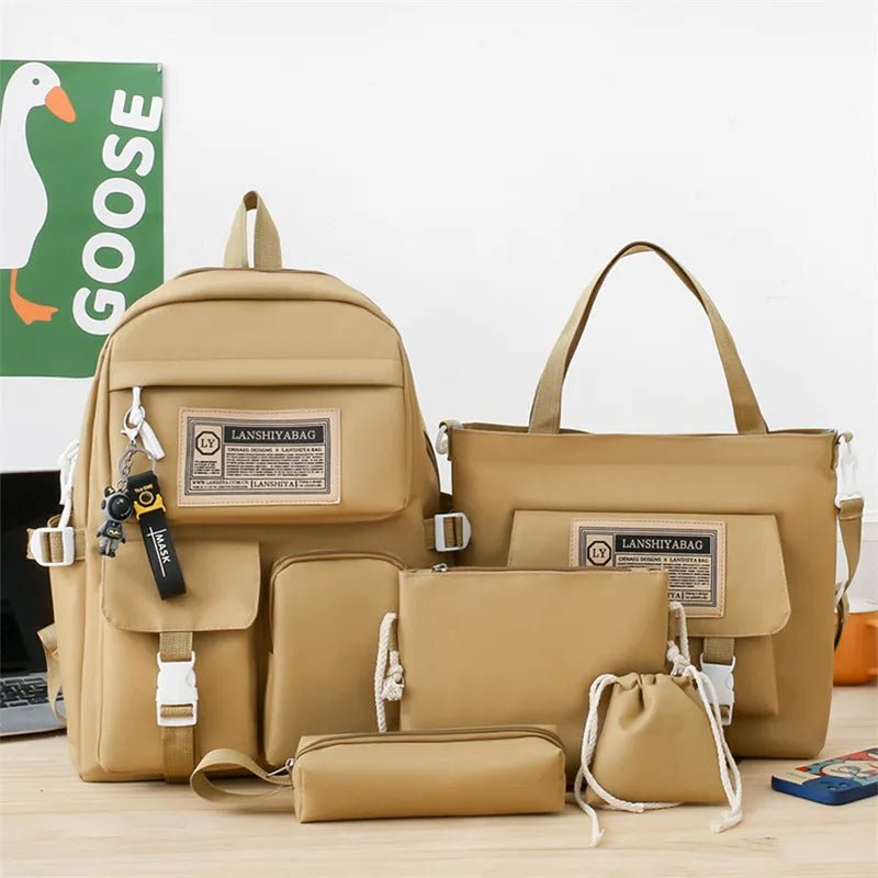 5Pc Harajuku Kawaii School & Laptop Bag Set for Teen Girls