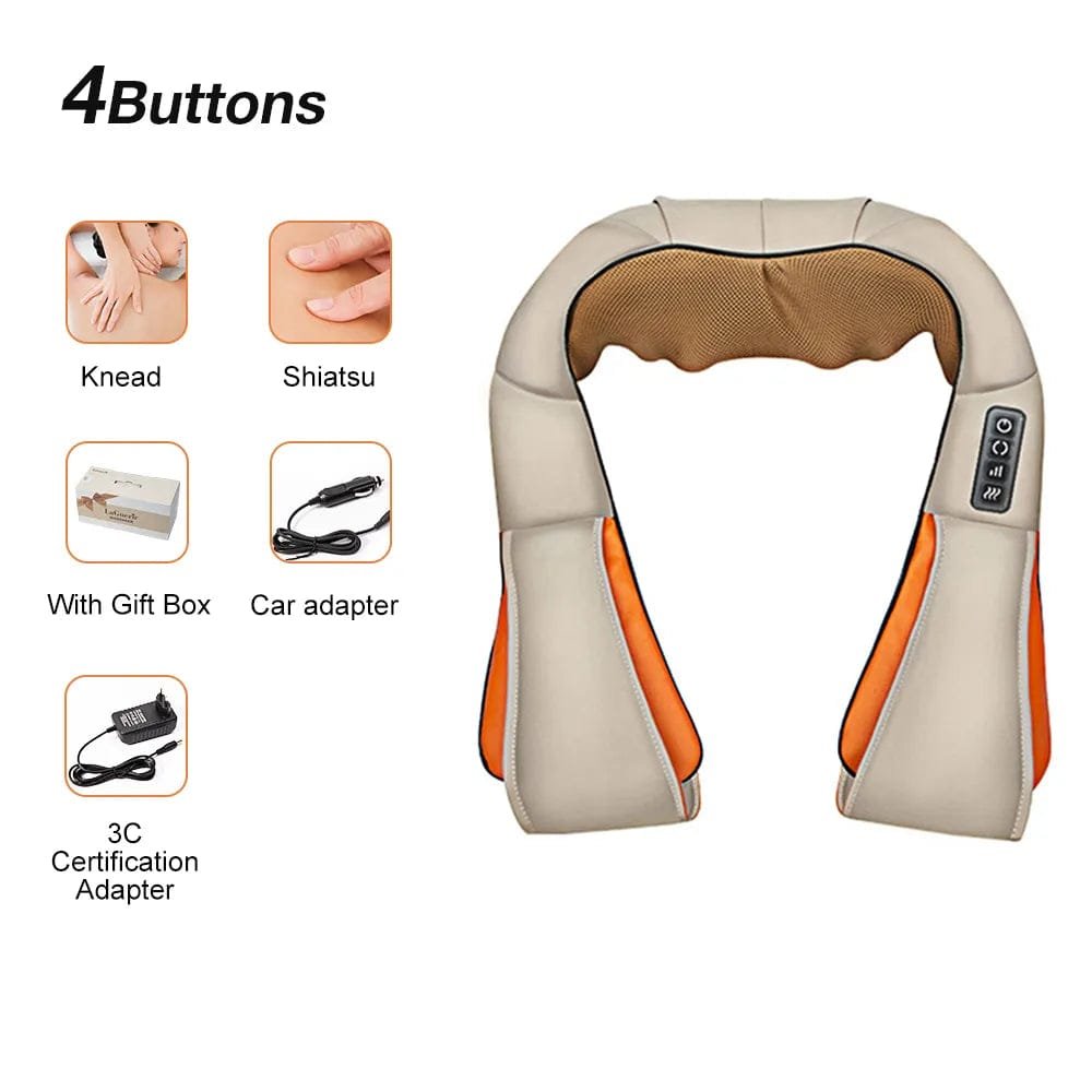 U-Shape Shiatsu Massager with Heat - 4D Kneading for Neck & Back