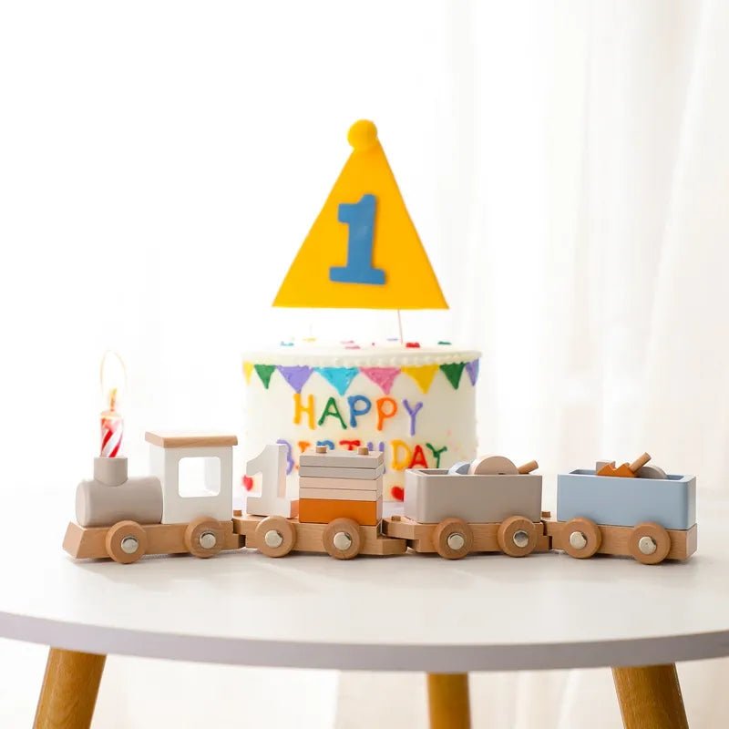 Montessori Wooden Train & Trolley - Educational Baby Birthday Toy