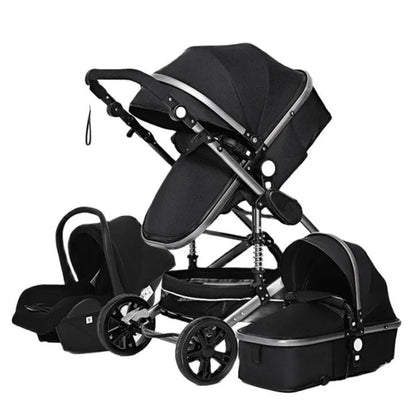 High Landscape 3-in-1 Baby Stroller with Pink Car Seat: Luxury Travel Pram