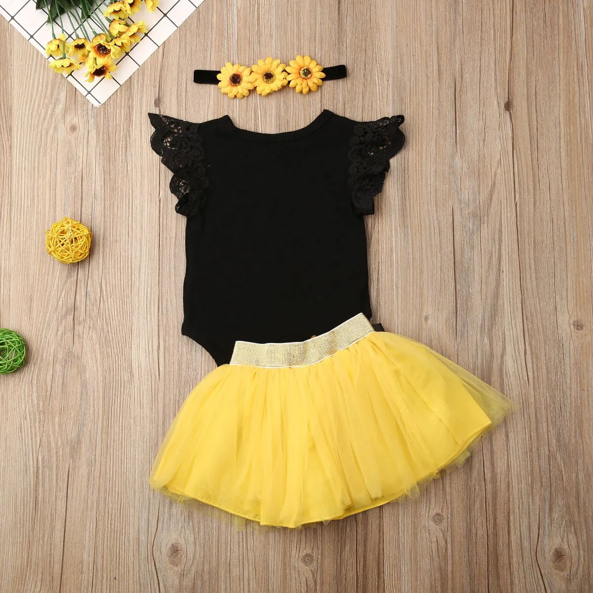 3Pc Lace Ruffle Romper & Tulle Skirt Set - Baby Girl, Newborn