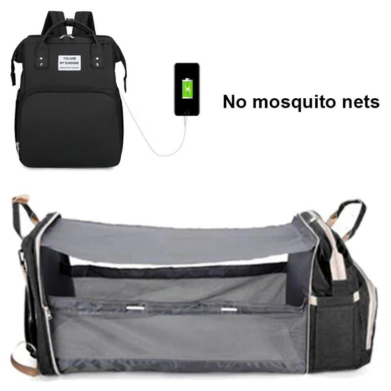 Folding Mommy Bag: Portable Crib Bed & Large-capacity Baby Backpack