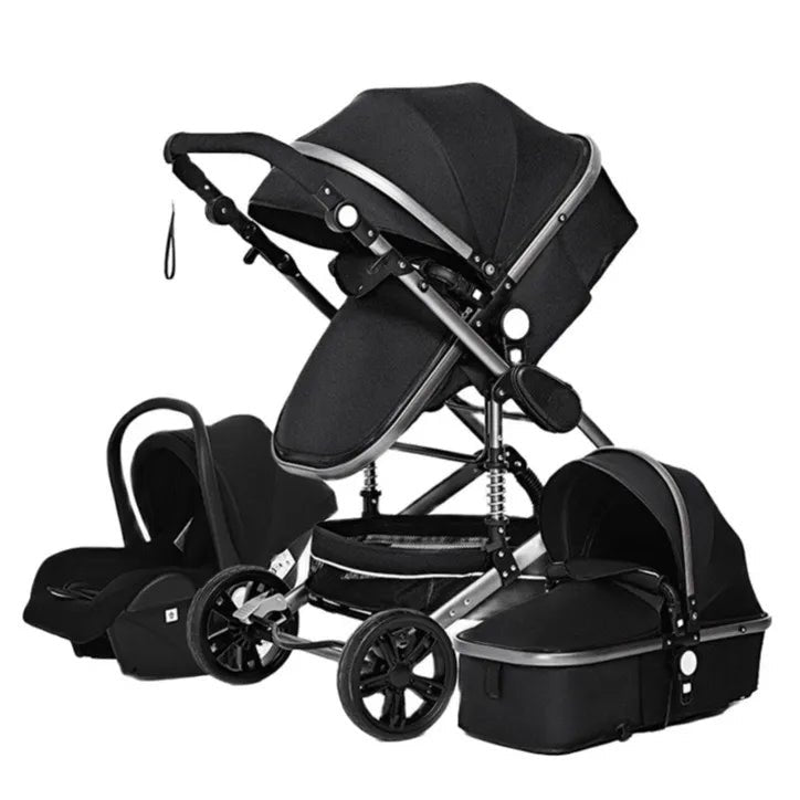 High Landscape 3-in-1 Baby Stroller with Pink Car Seat: Luxury Travel Pram