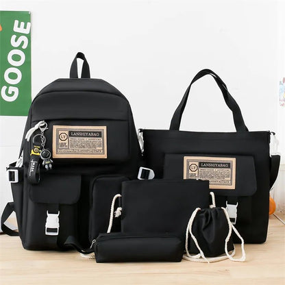 5Pc Harajuku Kawaii School & Laptop Bag Set for Teen Girls