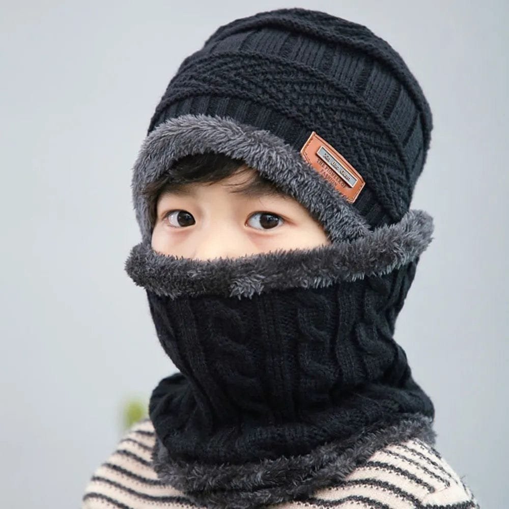 Warm Winter Beanie & Scarf Set for Kids - Fleece Lined