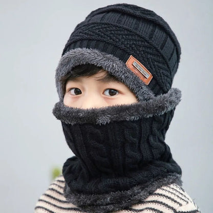 Warm Winter Beanie & Scarf Set for Kids - Fleece Lined