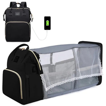 Folding Mommy Bag: Portable Crib Bed & Large-capacity Baby Backpack