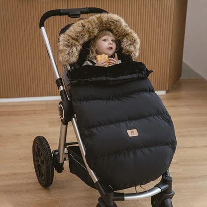 Winter Stroller Footmuff: Waterproof and Windproof, Fur Collar, 0-3T