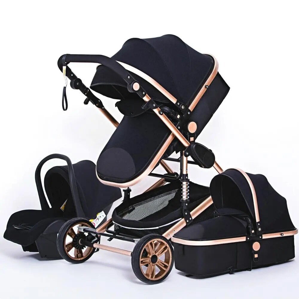 Multifunctional 3-in-1 Baby Stroller: Luxury High Landscape Folding Carriage